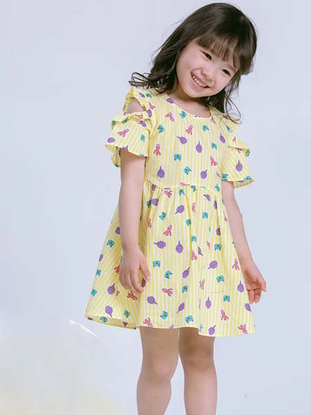 力果童装2023春夏季黄色连衣裙