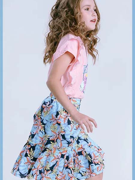 力果童装2023春夏季粉色T恤