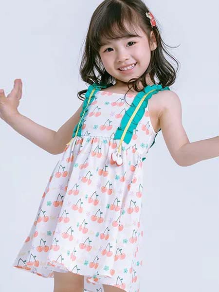 力果童装2023春夏季白色吊带裙