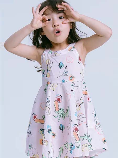 力果童装2023春夏季白色吊带裙