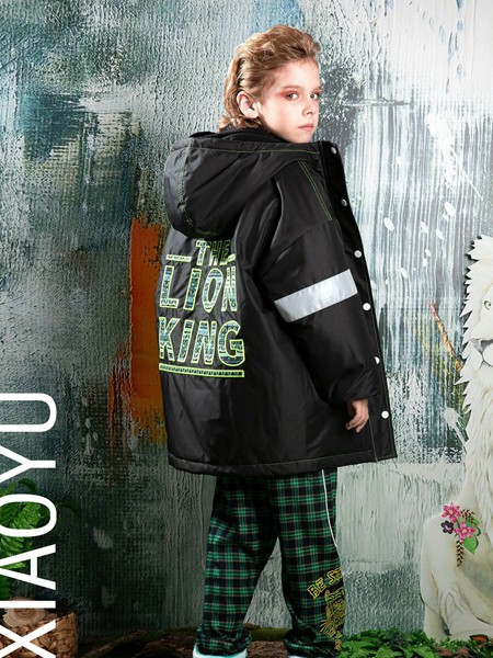 时尚小鱼童装2022秋冬季黑色棉服