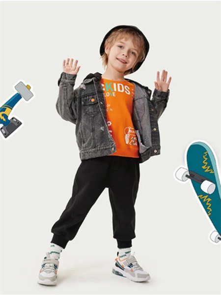 ABCKIDS童装2023春夏季橙色T恤