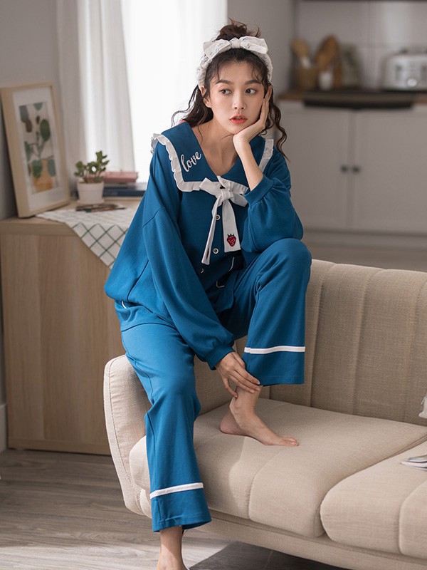 可人儿内衣2022秋冬季蓝色家居服