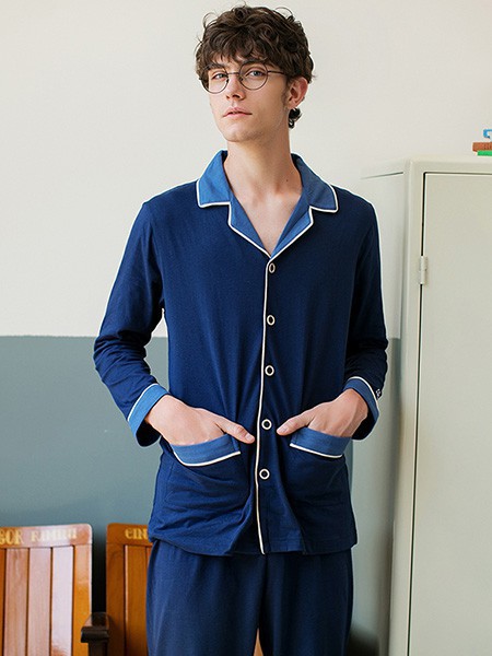 芬腾内衣2023春夏季藏蓝色家居服