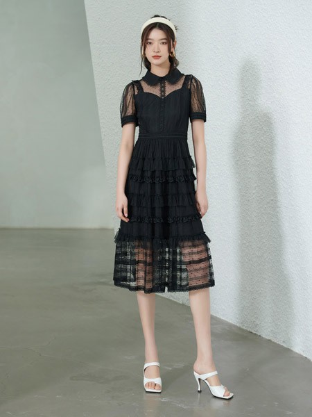 序言2023春夏季黑色连衣裙