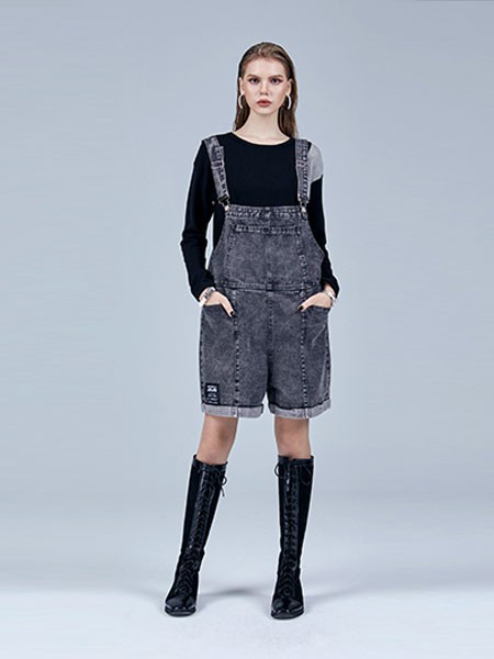 naturally女装2023春夏季黑色背带裤