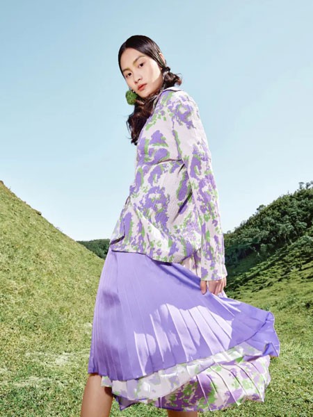 谜底女装2023春夏季紫色长裙