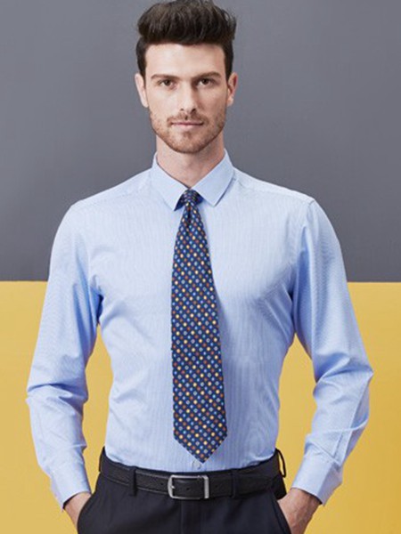 希努尔男装2023春夏季蓝色衬衫