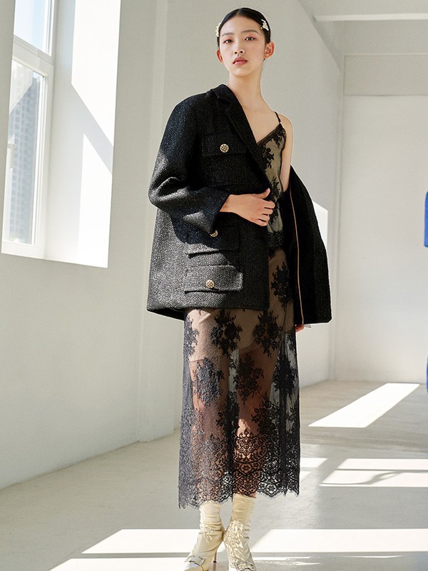 红贝缇女装2023春夏季黑色西装