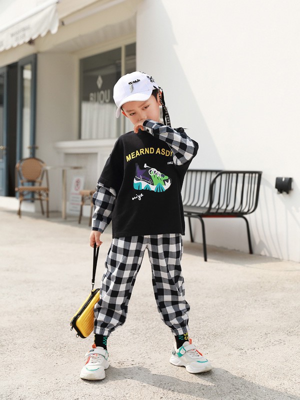 MAMAMIYA童装2023春夏季黑色T恤