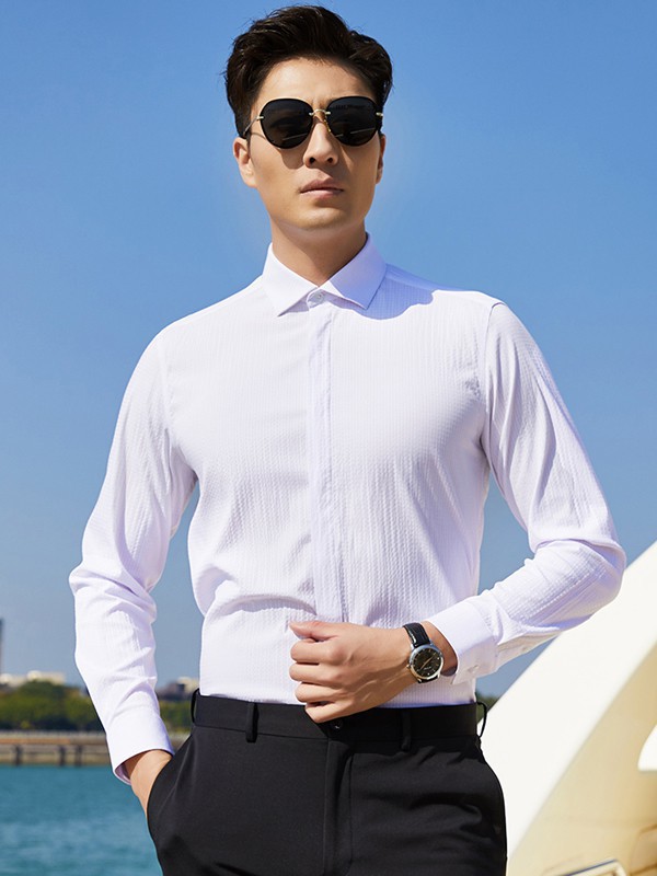 才子男装2023春夏季白色衬衫