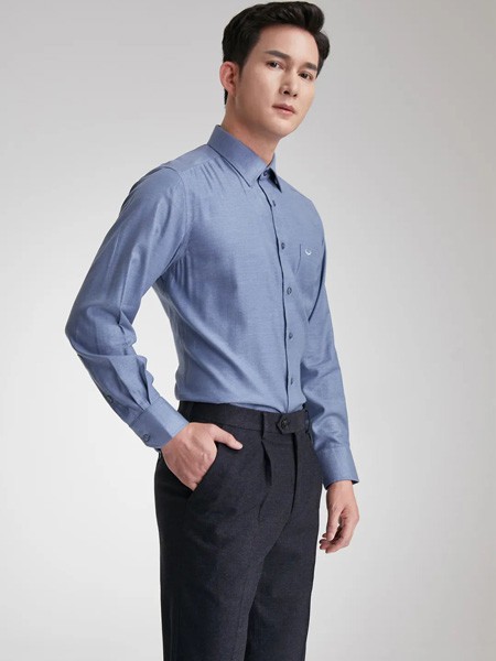 富绅男装2022秋冬季藏蓝色衬衫