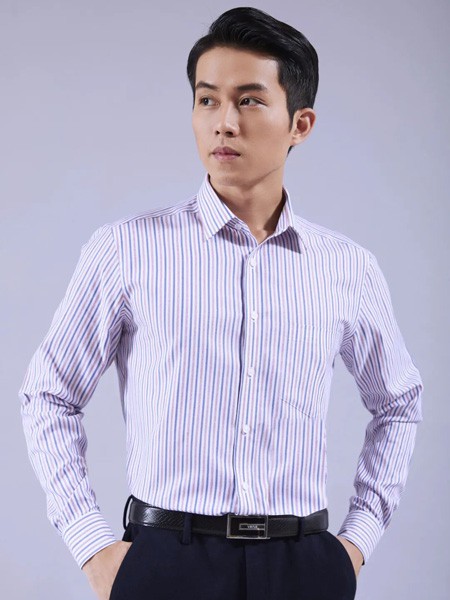 富绅男装2022秋冬季紫色衬衫