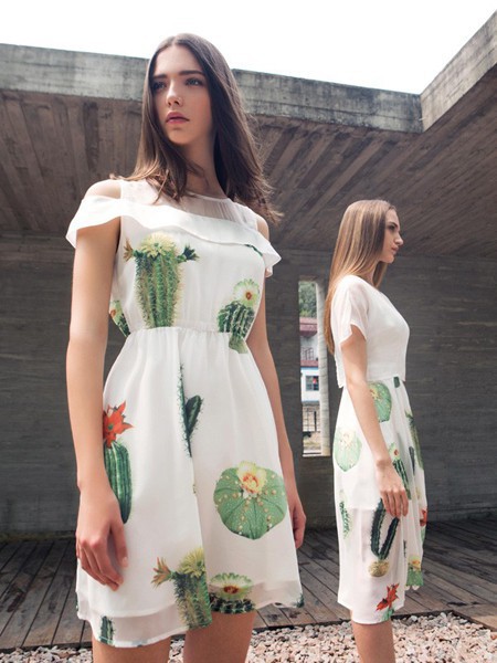 蜜西娅女装2023春夏季白色连衣裙