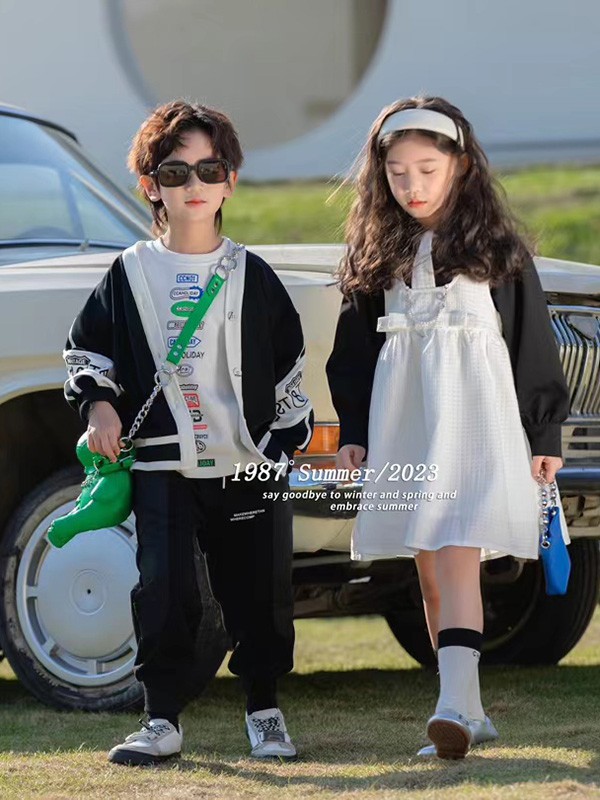 1987°童装2023春夏季拼色连衣裙