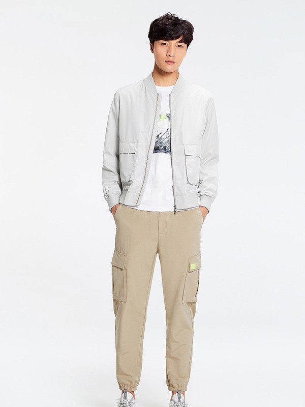 与狼共舞男装2023春夏季卡其色长裤