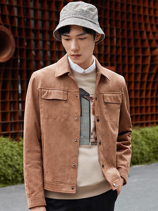 与狼共舞男装2023春夏季咖啡色外套