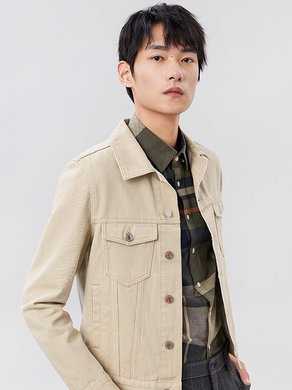 与狼共舞男装2023春夏季卡其色外套