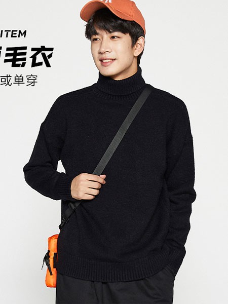 潮流前线休闲装2022秋冬季黑色毛衣