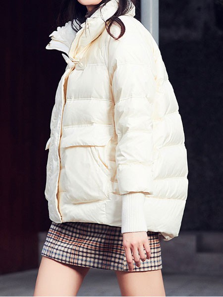 潮流前线休闲装2022秋冬季白色棉服