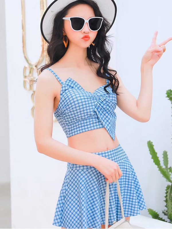 英姿丽人内衣2023春夏季蓝色泳衣