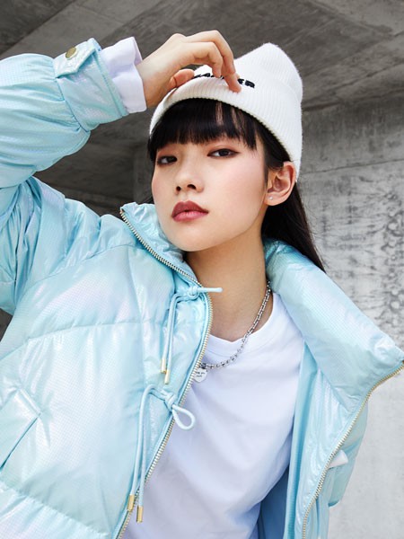 独辫子休闲装2022秋冬季蓝色棉服