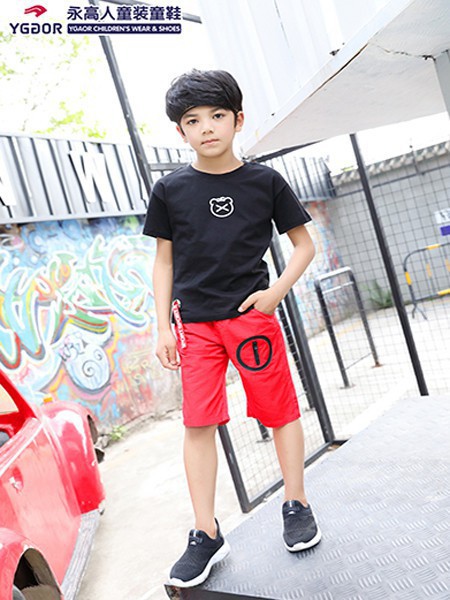 永高人童装2023春夏季黑色T恤