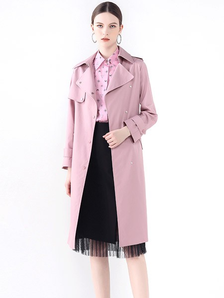 红凯贝尔女装2023春夏季粉色大衣