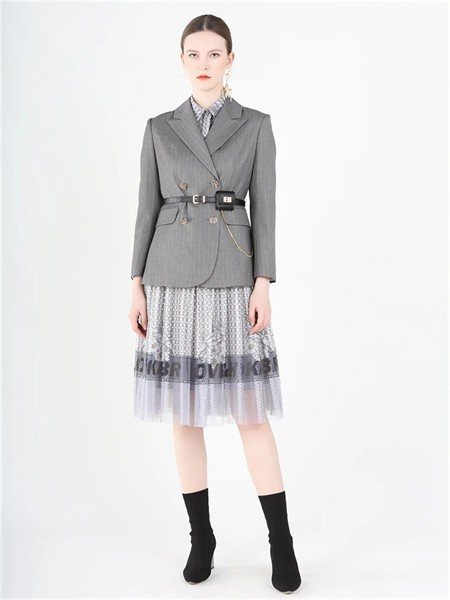 红凯贝尔女装2023春夏季灰色西装