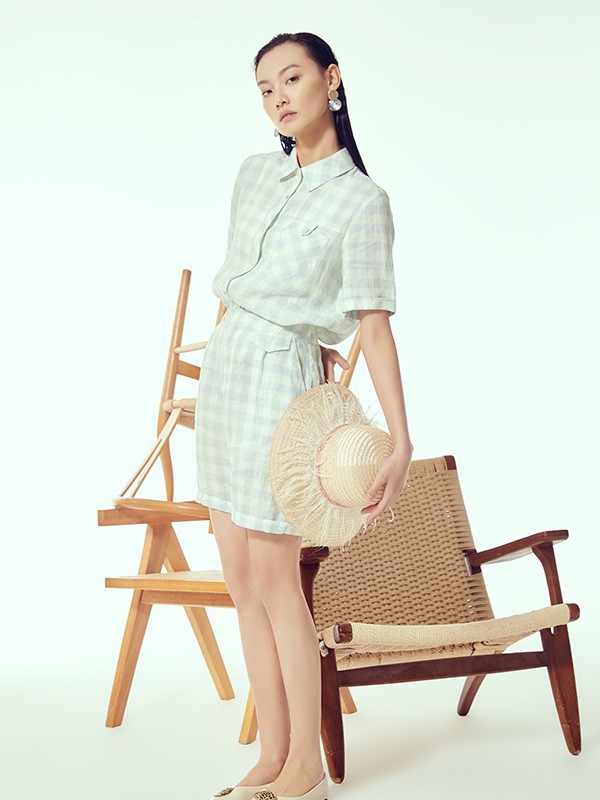 钡禾女装2023春夏季白色衬衫