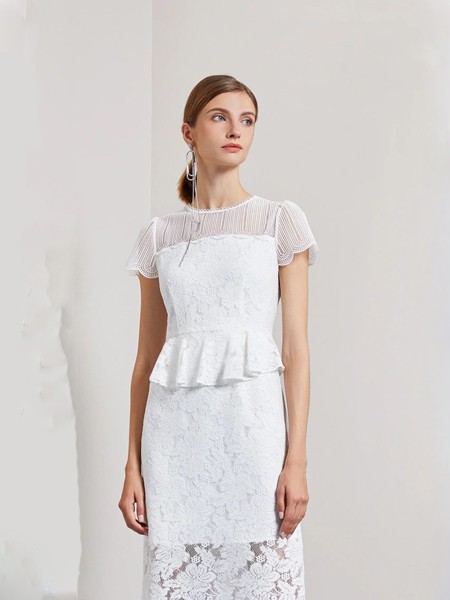 莱芙.艾迪儿女装2023春夏季白色连衣裙