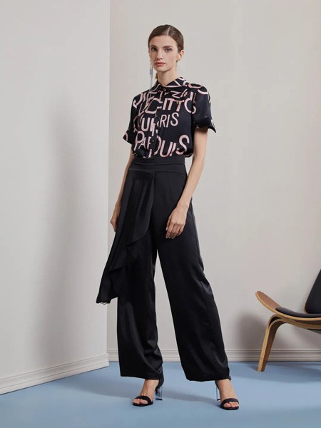 莱芙.艾迪儿女装2023春夏季黑色阔腿裤