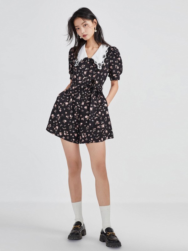 ONLY女装2023春夏季黑色连衣裙