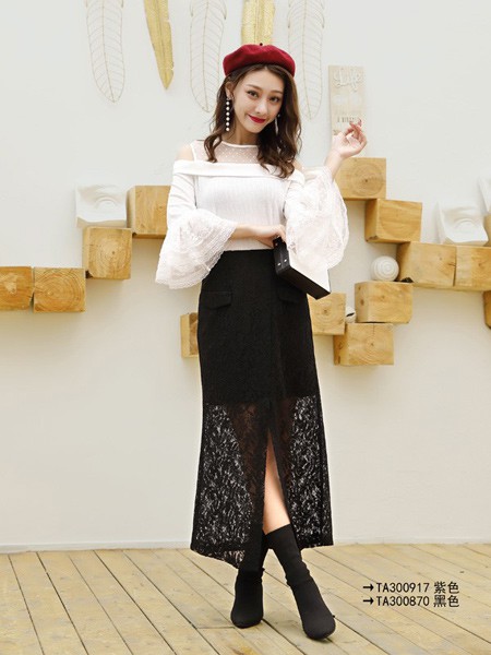 楚阁女装2023春夏季白色T恤