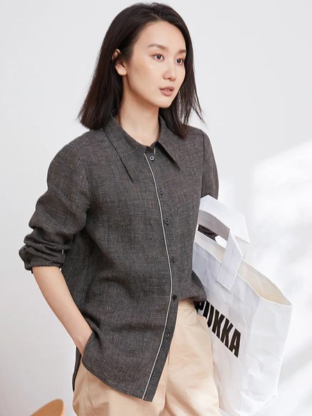 蒲牌女装2023春夏季黑色polo衫