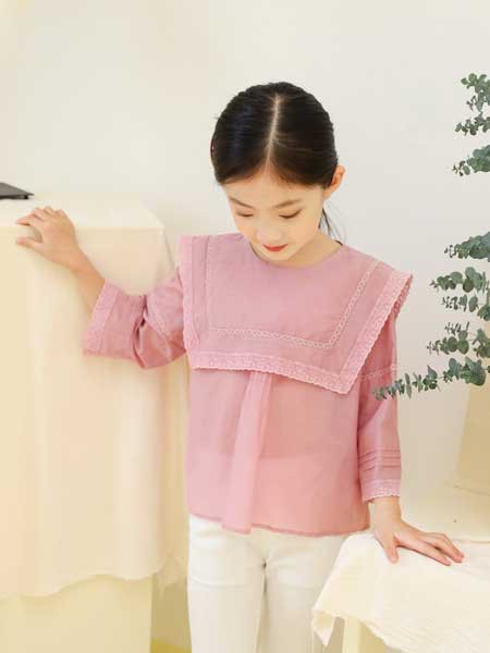 柏惠信子童装2023春夏季粉色衬衫