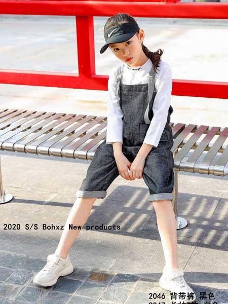 柏惠信子童装2023春夏季黑色背带裤