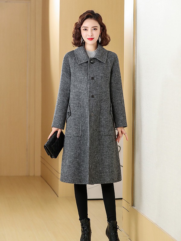 知彩女装2022秋冬季灰色大衣