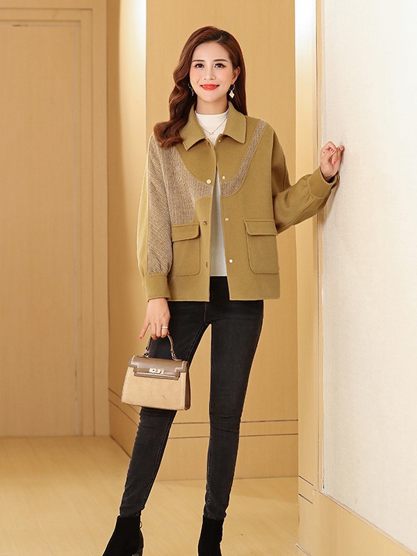 知彩女装2022秋冬季黄色大衣