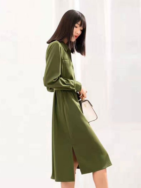 ECA女装2023春夏季绿色连衣裙