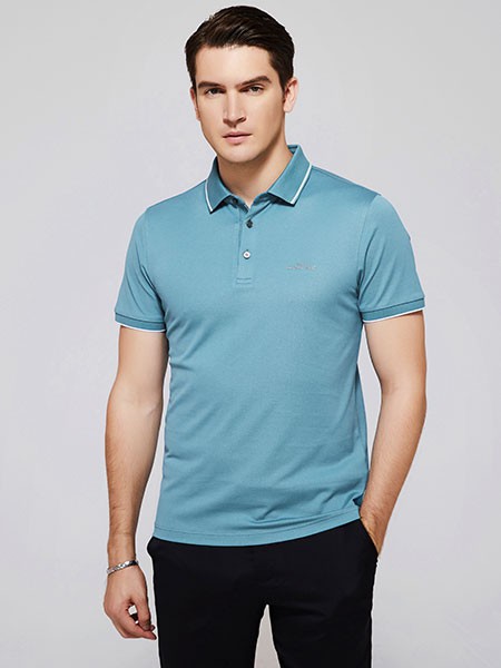 法拉狄奥男装2023春夏季蓝色polo衫