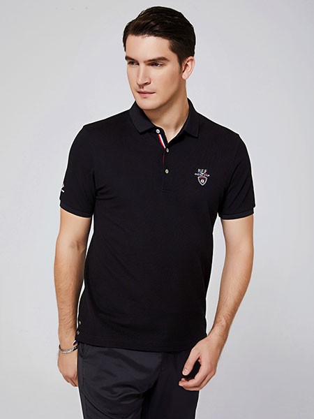 法拉狄奥男装2023春夏季黑色polo衫