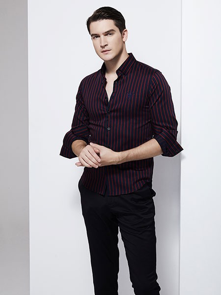 法拉狄奥男装2023春夏季黑色衬衫