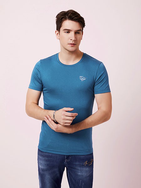 法拉狄奥男装2023春夏季蓝色T恤