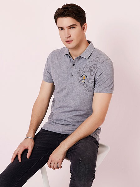 法拉狄奥男装2023春夏季灰色polo衫