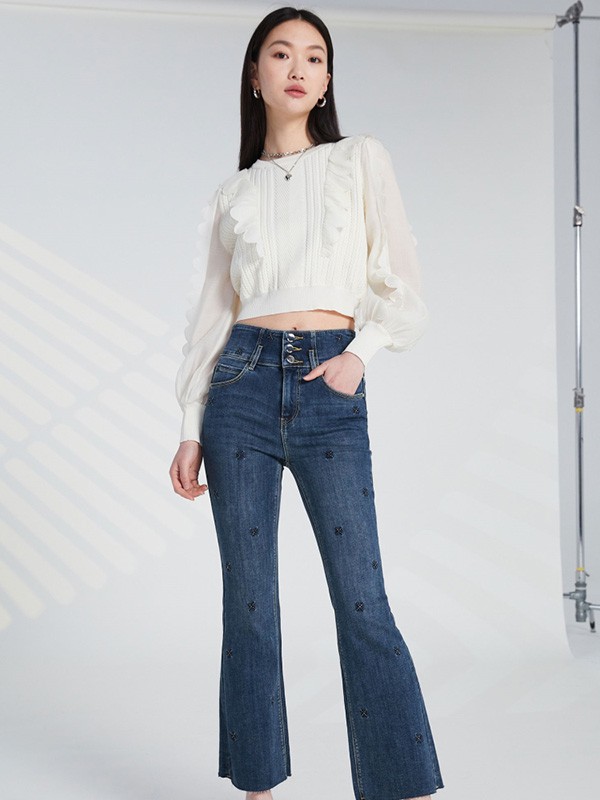 维莎曼女装2023春夏季黑色阔腿裤