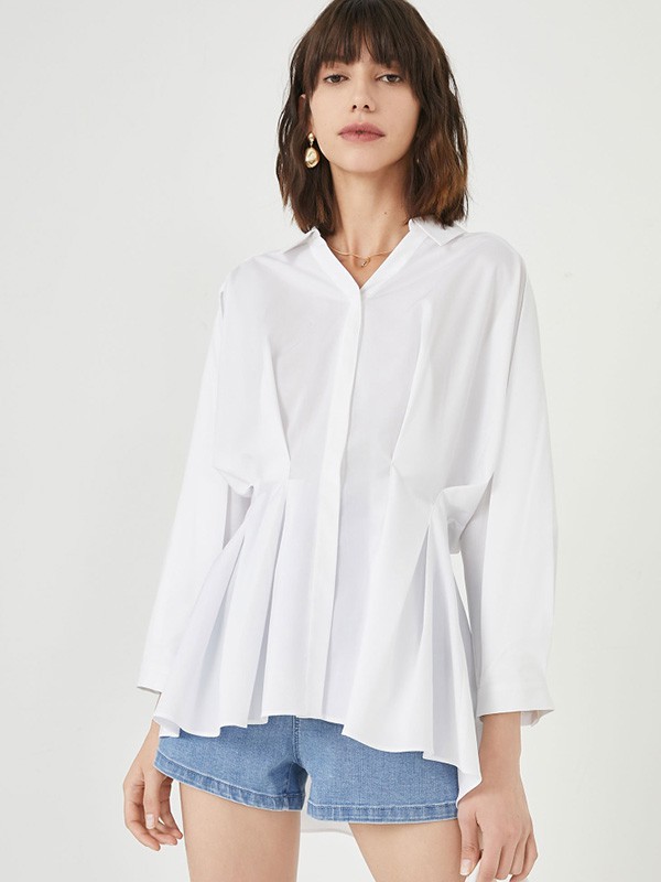 维莎曼女装2023春夏季白色衬衫