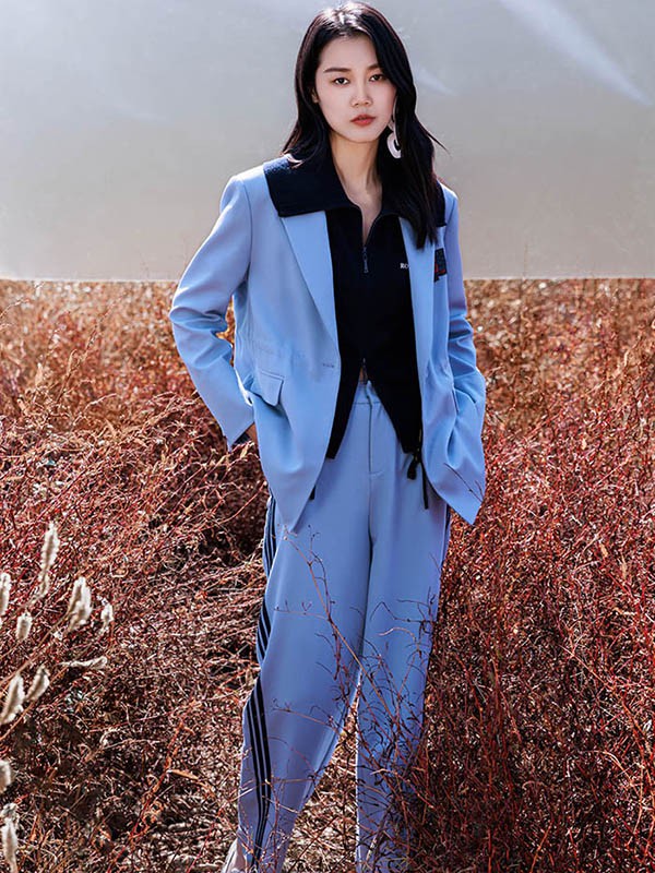XG雪歌女装2023春夏季蓝色西装