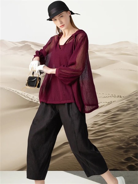 希色女装2023春夏季蓝色衬衫