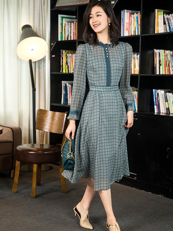 umisky/tng2023春夏季绿色连衣裙